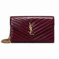 YSL Cassandre Chain Wallet Bag – Burgundy
