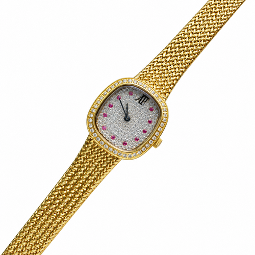 Audemars Piguet Ladies Diamond Pave Ruby Yellow Gold Watch