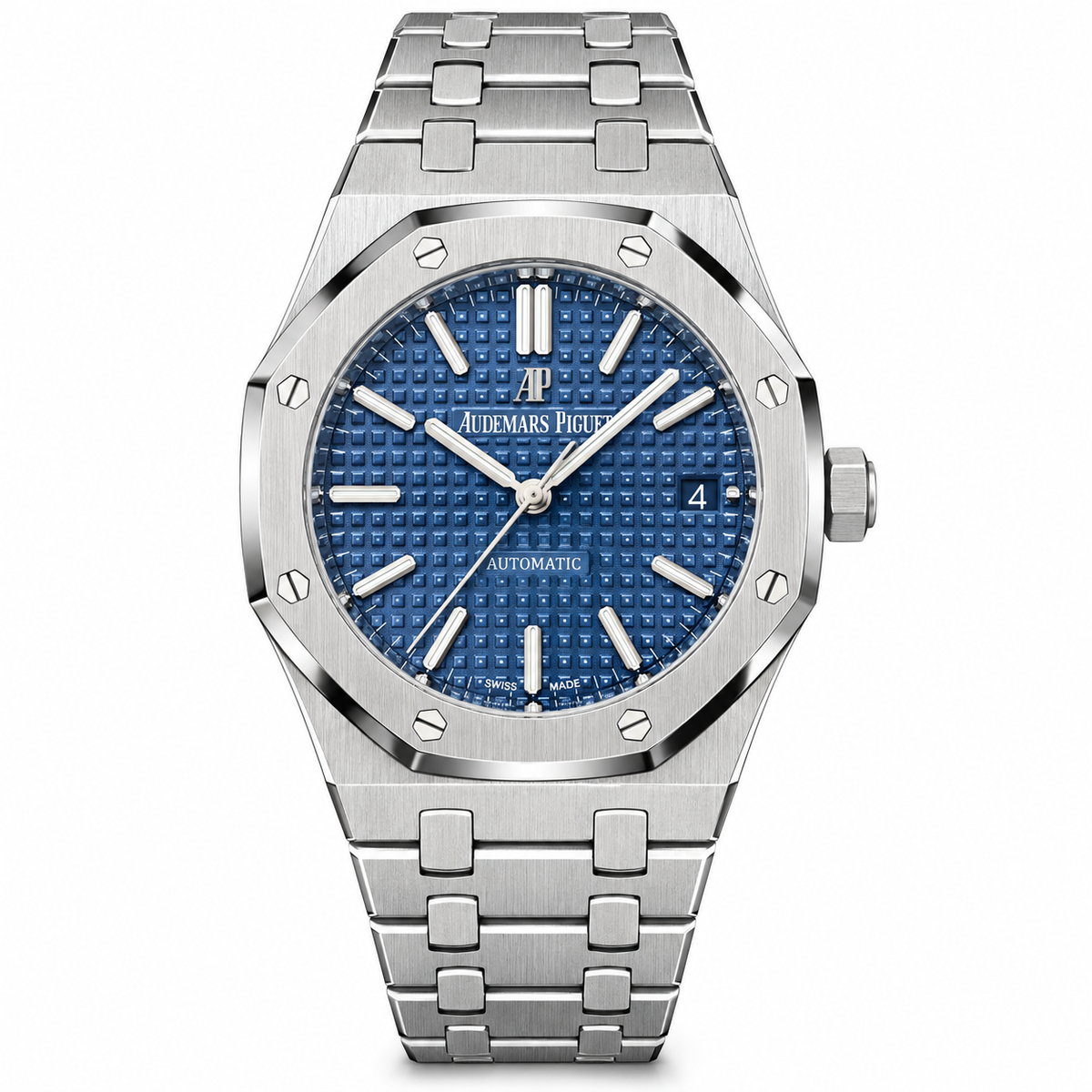 Audemars Piguet Royal Oak Blue Grande Tapisserie Dial Stainless Steel Octagonal Bezel Integrated Bracelet Automatic
