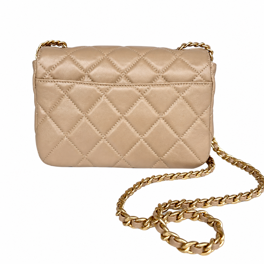 Chanel Beige Lambskin Quilted Mini Flap Bag