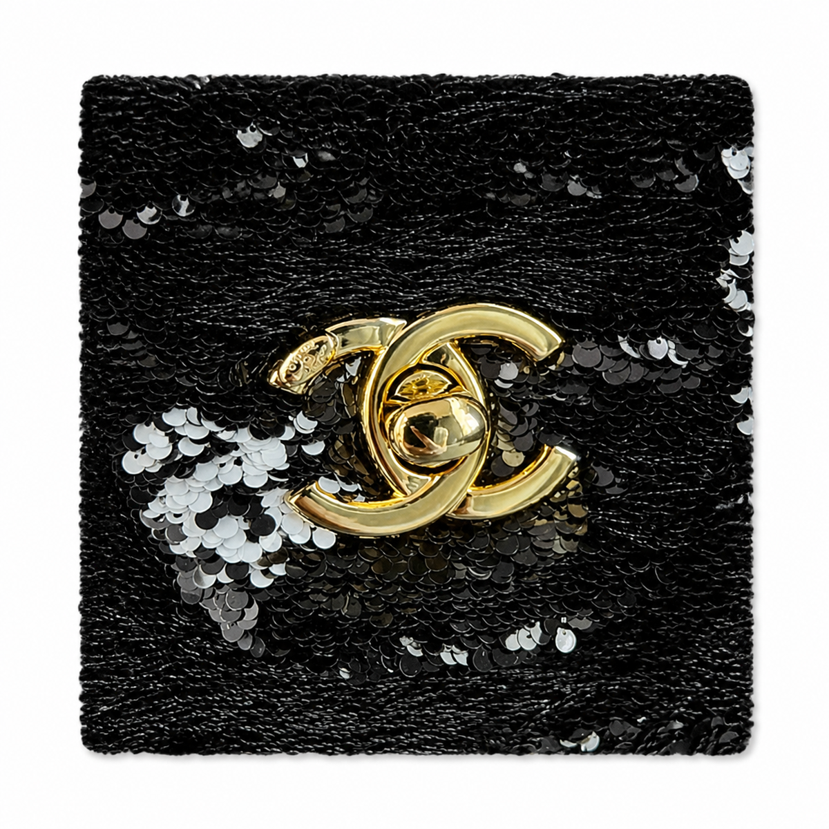 Chanel Classic Flap Black Silver Sequin CC Turn-Lock Bag
