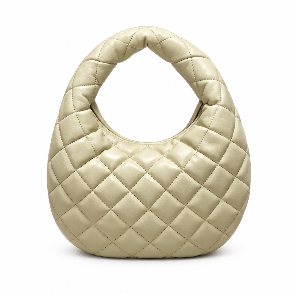 YSL Saint Laurent Quilted Leather Hobo Bag Ivory