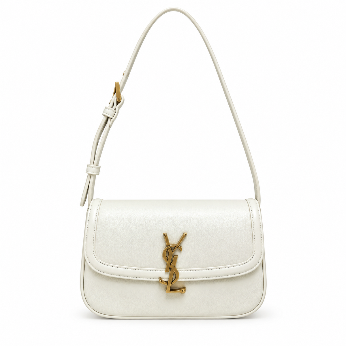 YSL Solferino Small Leather Shoulder Bag Ivory