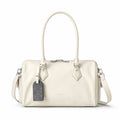 Louis Vuitton Mini Boston — Blanc Ivoire Smooth Calfskin, Dual Top Handles, Detachable Strap & Monogram Tag