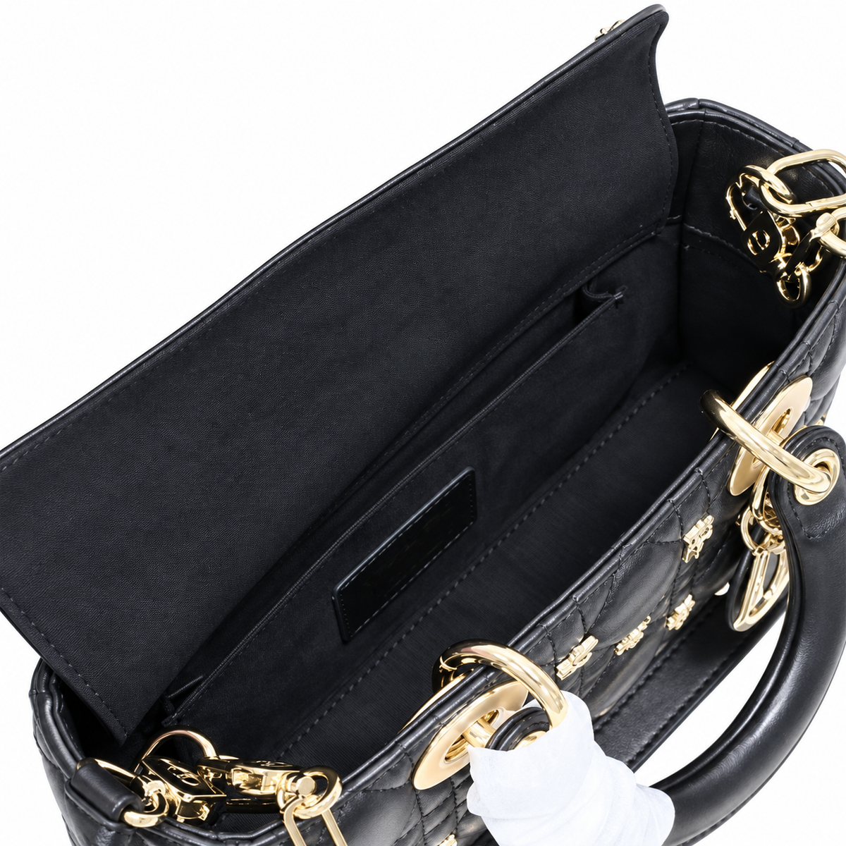 Dior Cannage Quilted Baguette Shoulder Bag 22cm