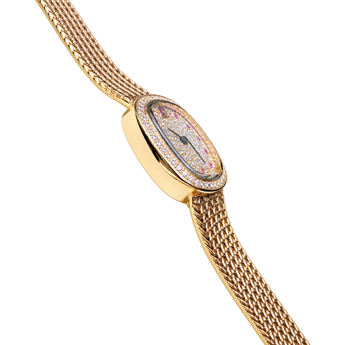 Audemars Piguet Ladies Diamond Ruby Pave Gold Cushion Watch