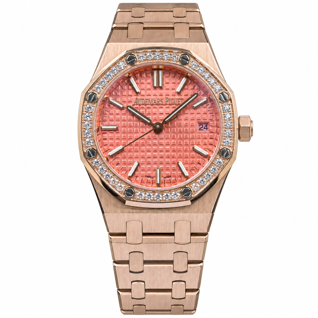 Audemars Piguet Royal Oak Lady – Rose Gold Salmon Dial Diamond Bezel