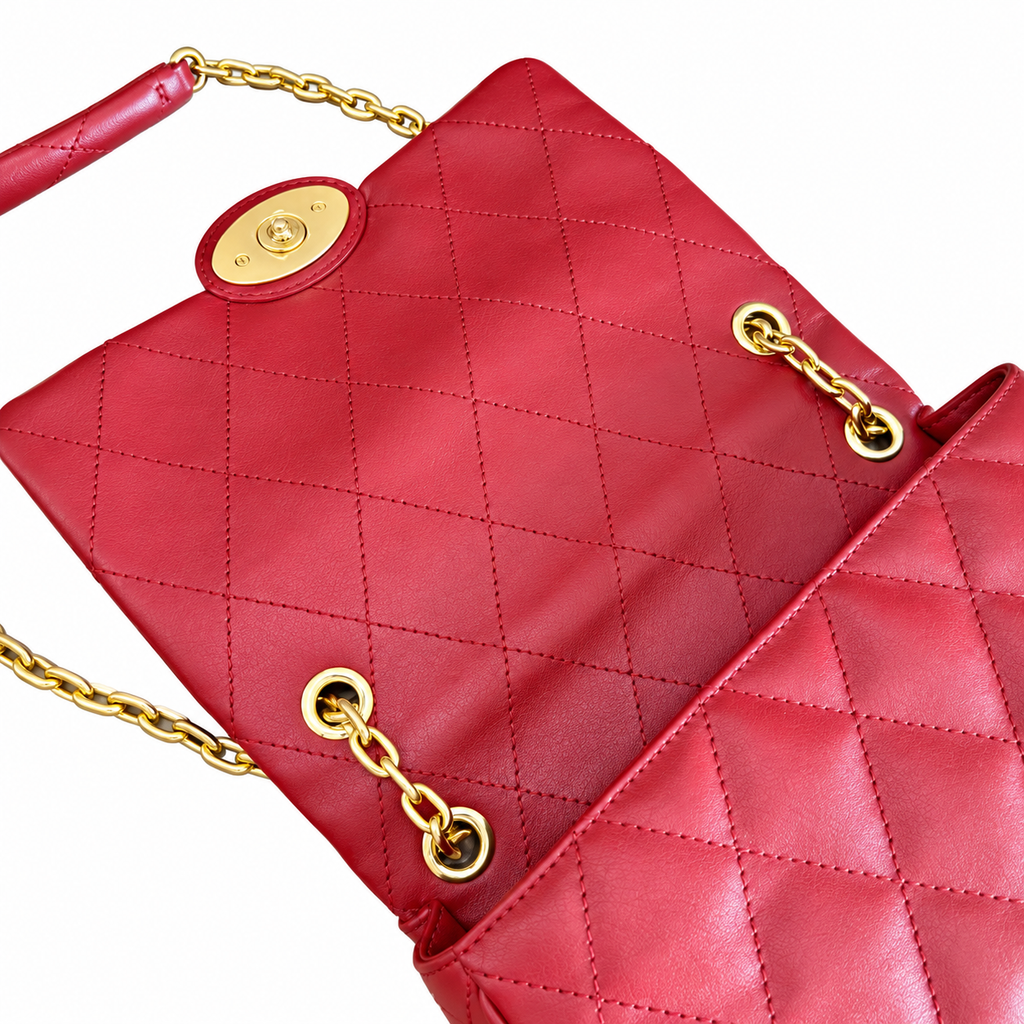 Burberry Ruby Radiance Quilted Chain Bag