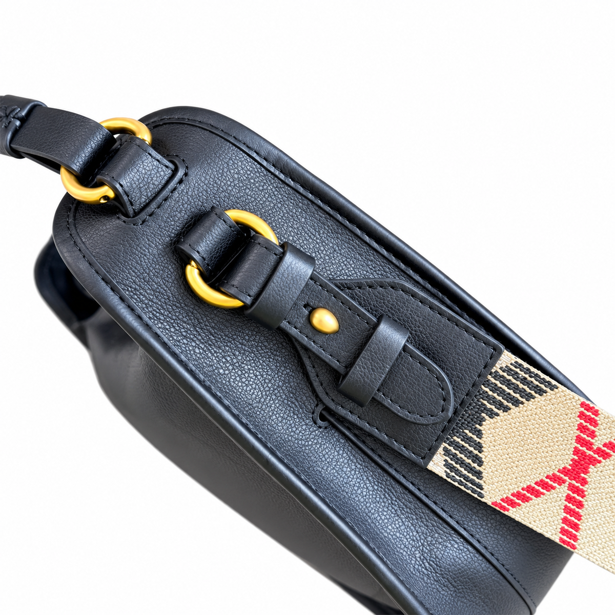 Burberry Noir Saddle Bag with Signature Check Strap