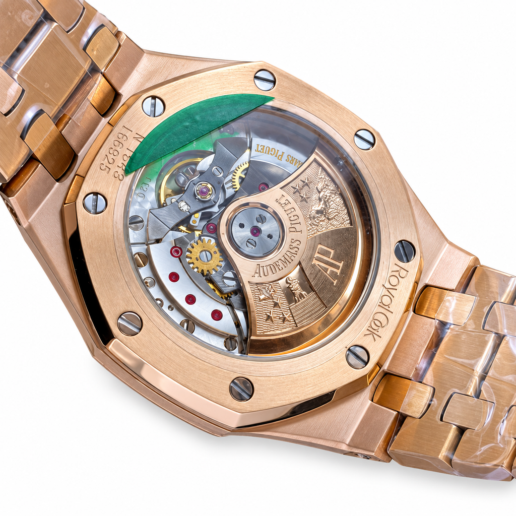 Audemars Piguet Royal Oak Automatic Rose Gold Diamond Bezel White Dial