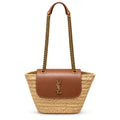 Saint Laurent Nino Raffia Basket Bag in Natural Tan