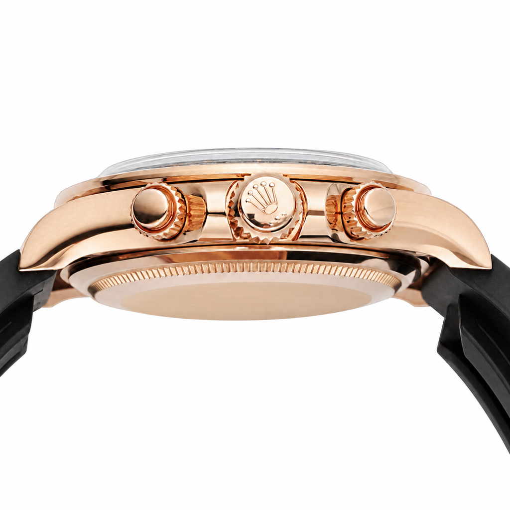 Rolex Cosmograph Daytona Rose Gold Black Ceramic Bezel Chocolate Dial Oysterflex Watch