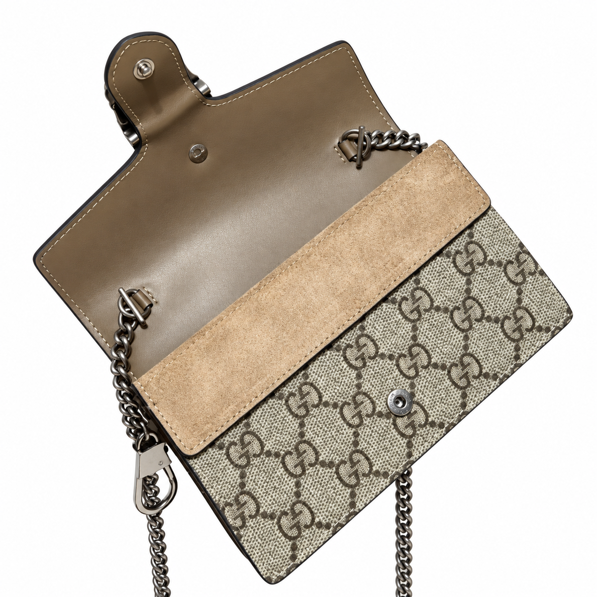 Gucci Dionysus Mini Bag in GG Supreme Canvas with Brown Suede