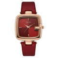 GEDI Women's Square Watch 36mm | Rose Gold Cushion Case & Deep Red Geometric Dial